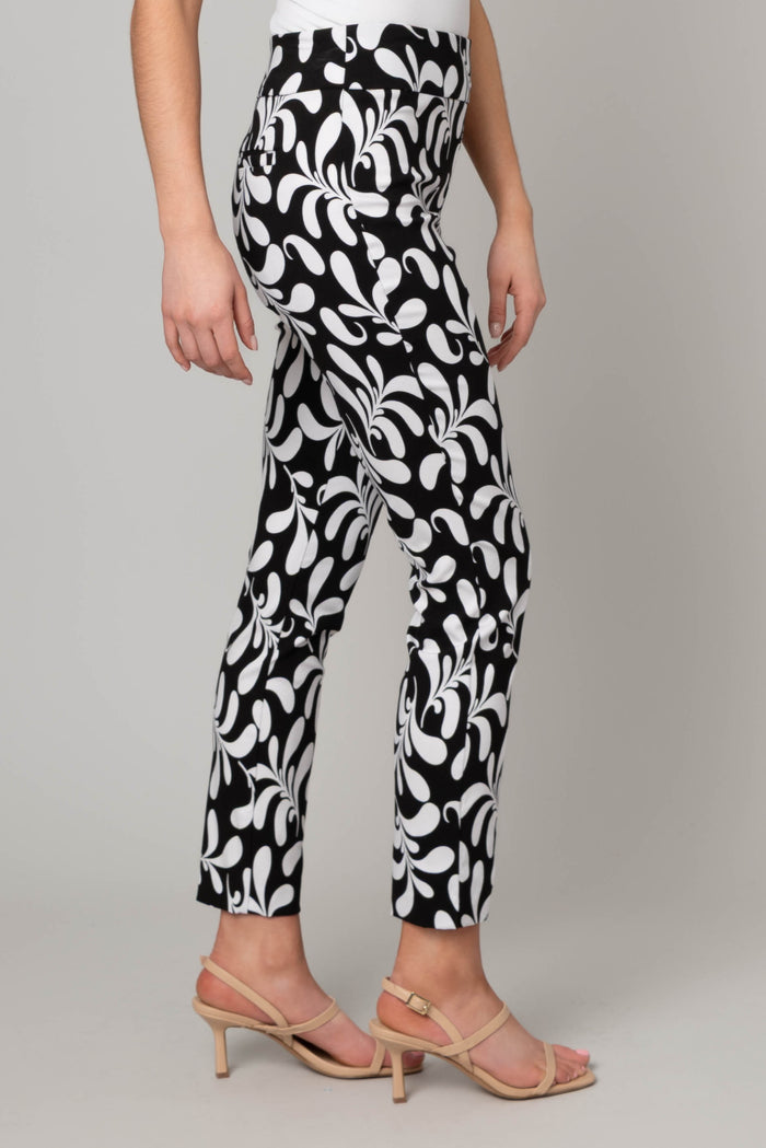 Black and White Printed Pull On Millennium Tapered Pant