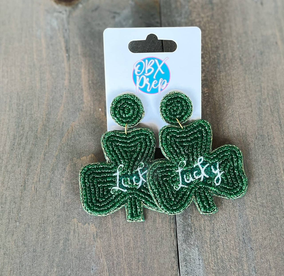 Lucky Clover Shamrock Spring Bead Earrings St Patrick's Day