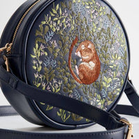 Chloe Navy Embroidered Dormouse Circle Bag by Fable
