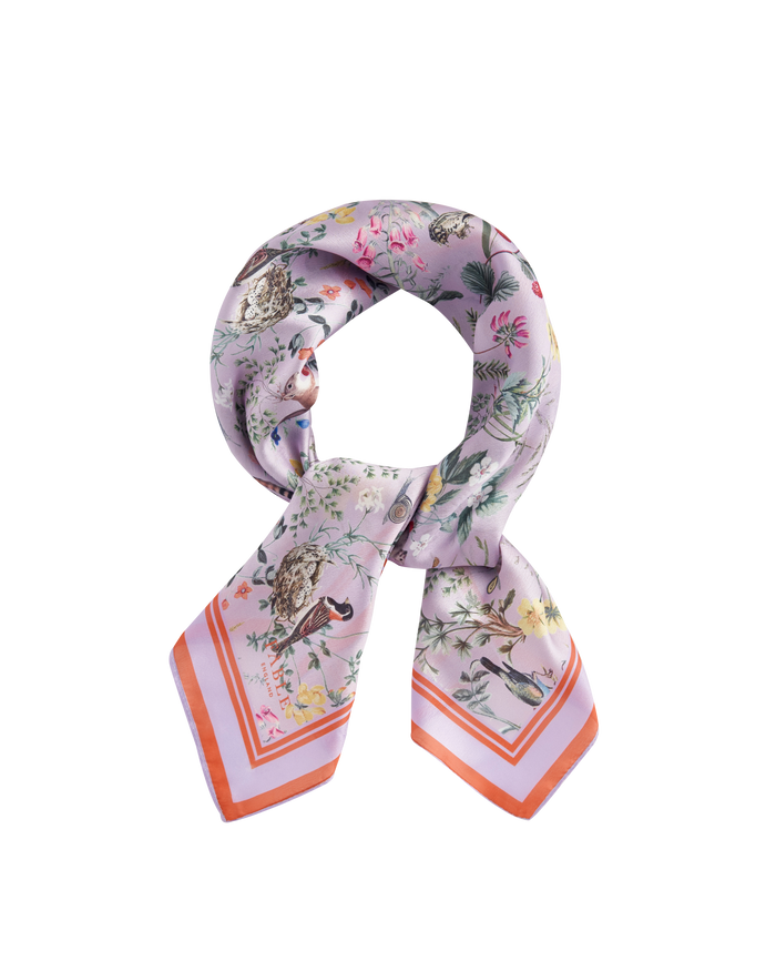 FABLE England Meadow Creatures Lilac Square Scarf
