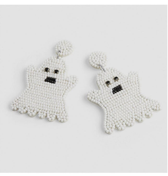 Hey Boo Beaded Ghost Earrings