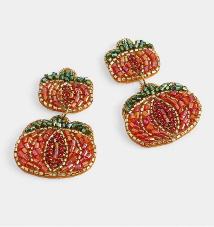 Hello Pumpkin Beaded Earrings