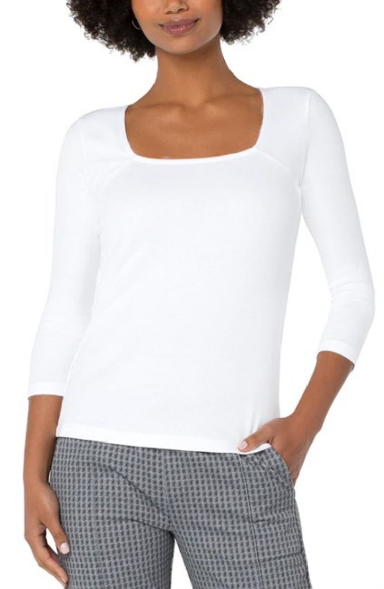 Elegant 3/4 Sleeve Square Neck Top by Liverpool