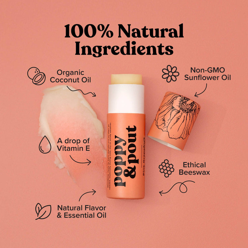 Poppy & Pout Lip Balm, Pink Grapefruit