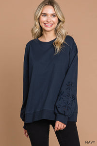 Lillian Embroidery Sleeve Cotton Terry Popover