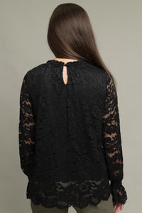 Camilla Black Lace Peasant Blouse