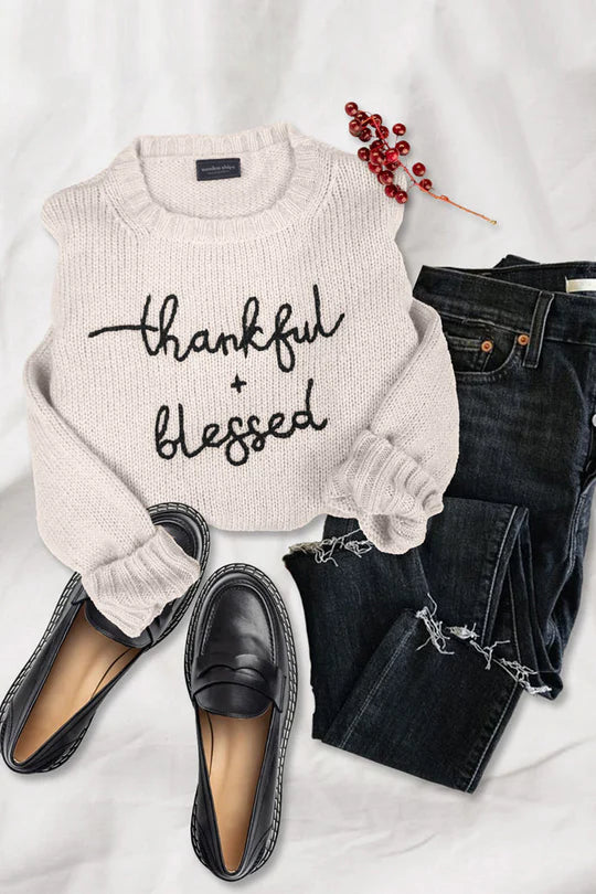 Wooden Ships Thankful & Blessed Crew Sweater