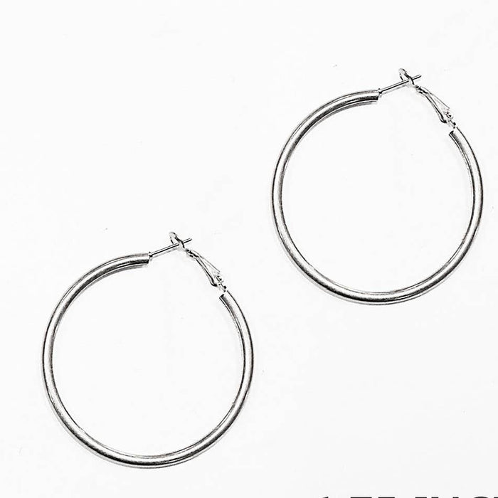 Worn Silver Hoop Earrings