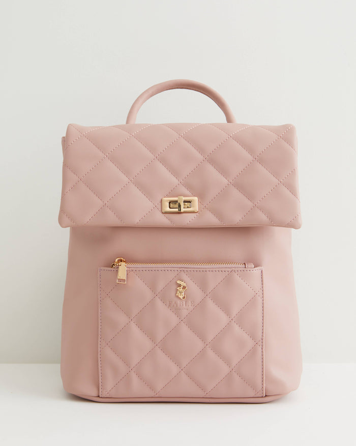 Poetic Pink Quilted Backpack by Fable