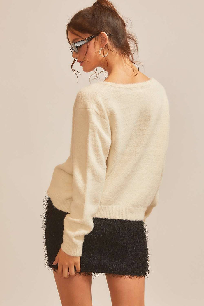 M'Lynn Cream Mohair Cardigan