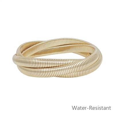 Water-Resistant Twisted Gold Cobra Bracelet