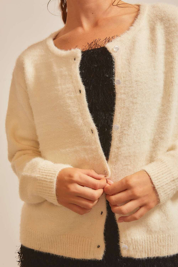 M'Lynn Cream Mohair Cardigan